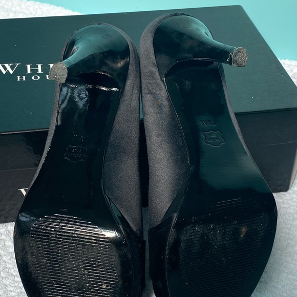White House Black Market black satin heels size 7.5. - Picture 4 of 6